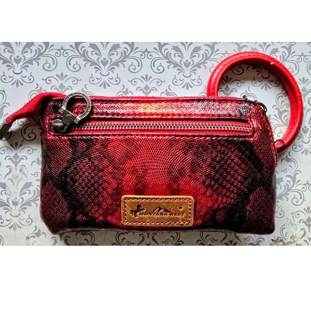 Montana West Wristlet Clutch - Red Snakeprint